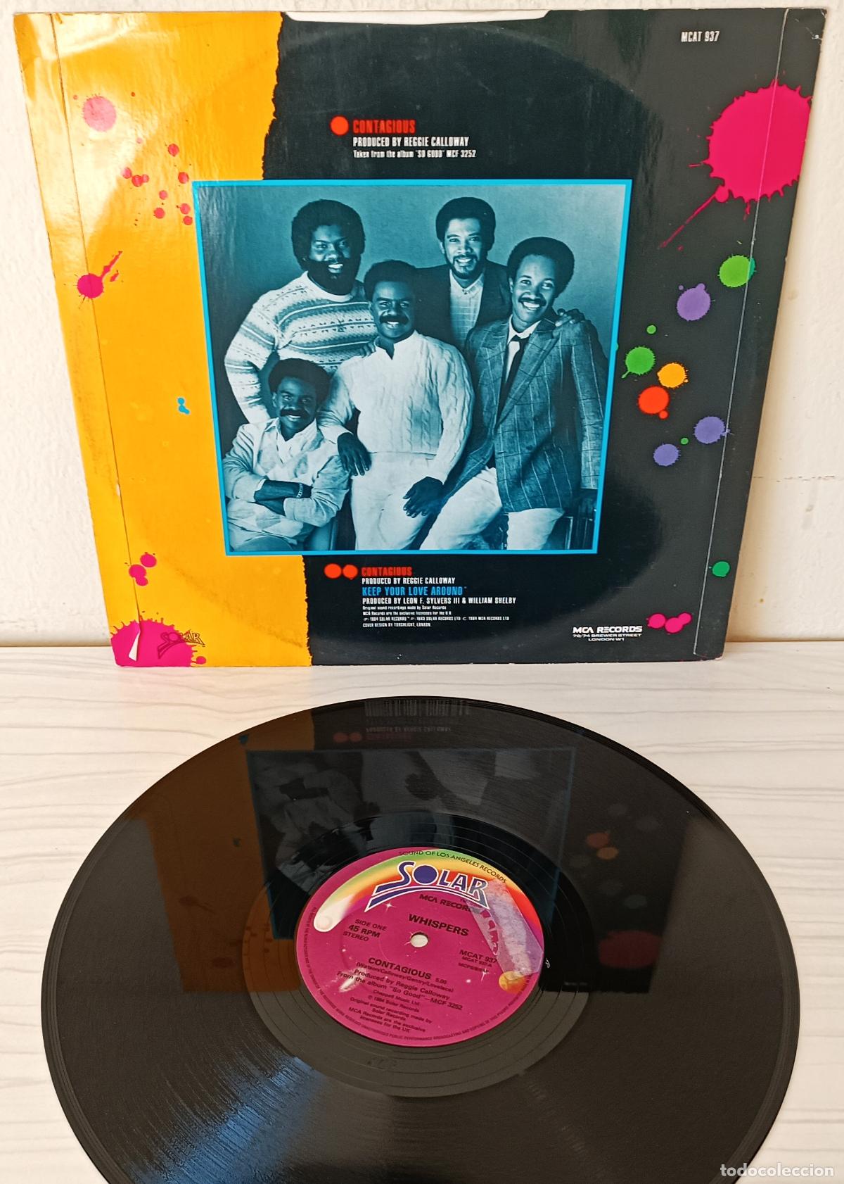 Discos de vinilo: THE WHISPERS - CONTAGIOUS MAXI MCA EDIC. INGLESA - 1984 - Foto 2