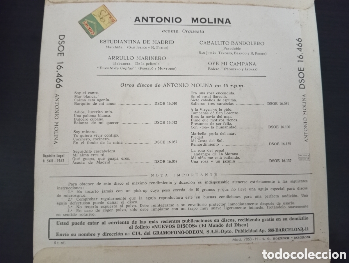 Discos de vinilo: Vinilo Antonio Molina - Foto 2