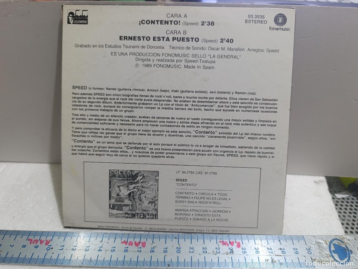 Discos de vinilo: SINGLE DE VINILO - SPEED - CONTENTO 1989 - MUSICA - Foto 5