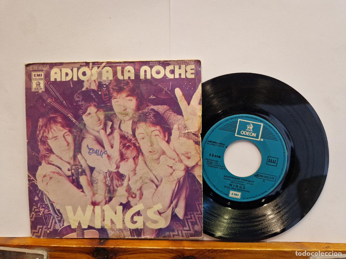 Discos de vinilo: SINGLE. ADIOS A LA NOCHE. WINGS. - Foto 1