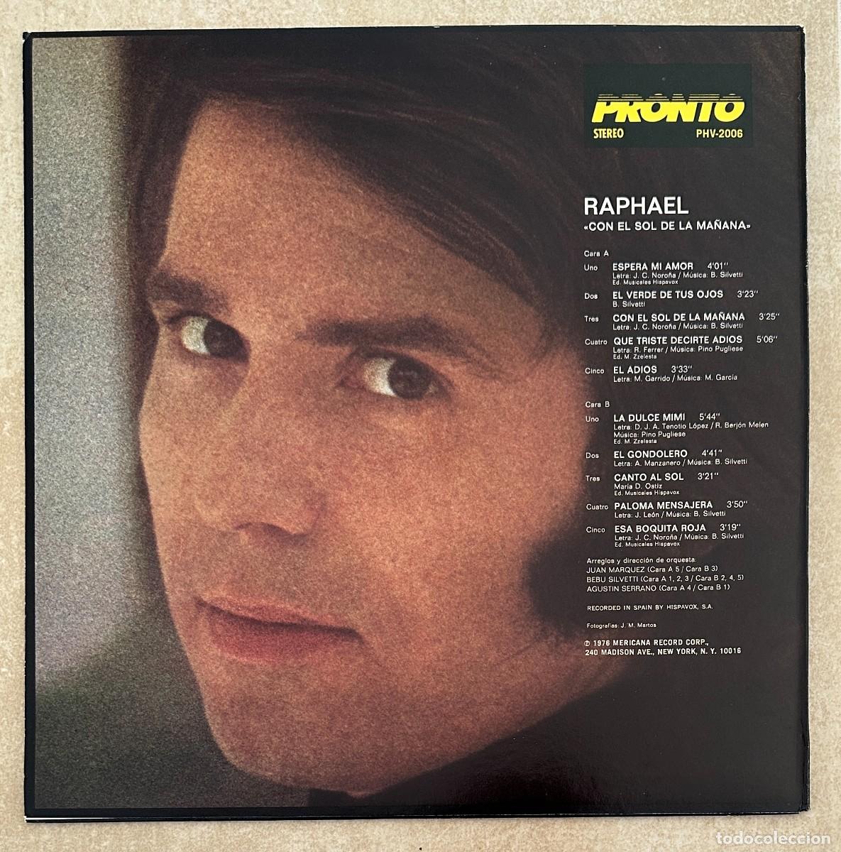 Discos de vinilo: RAPHAEL VINILO LP CON EL SOL DE LA MA&Ntilde;ANA EDICION AMERICANA - Foto 3