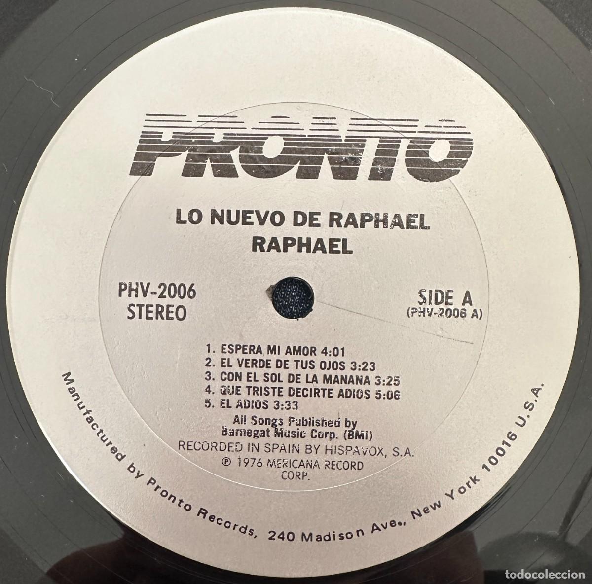 Discos de vinilo: RAPHAEL VINILO LP CON EL SOL DE LA MA&Ntilde;ANA EDICION AMERICANA - Foto 4