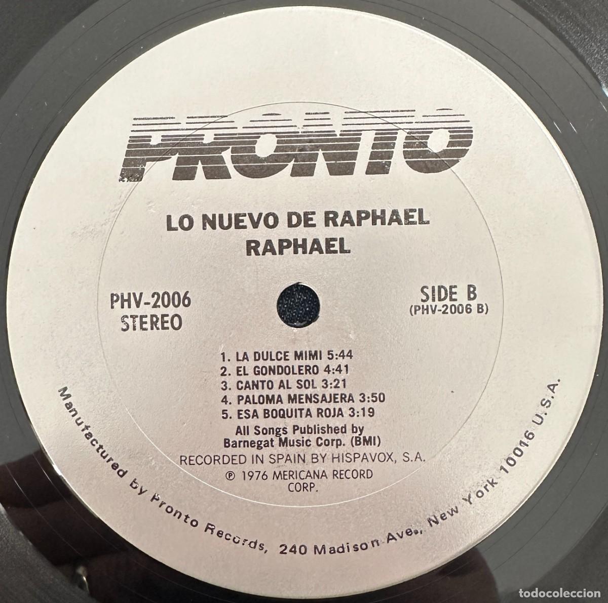 Discos de vinilo: RAPHAEL VINILO LP CON EL SOL DE LA MA&Ntilde;ANA EDICION AMERICANA - Foto 5