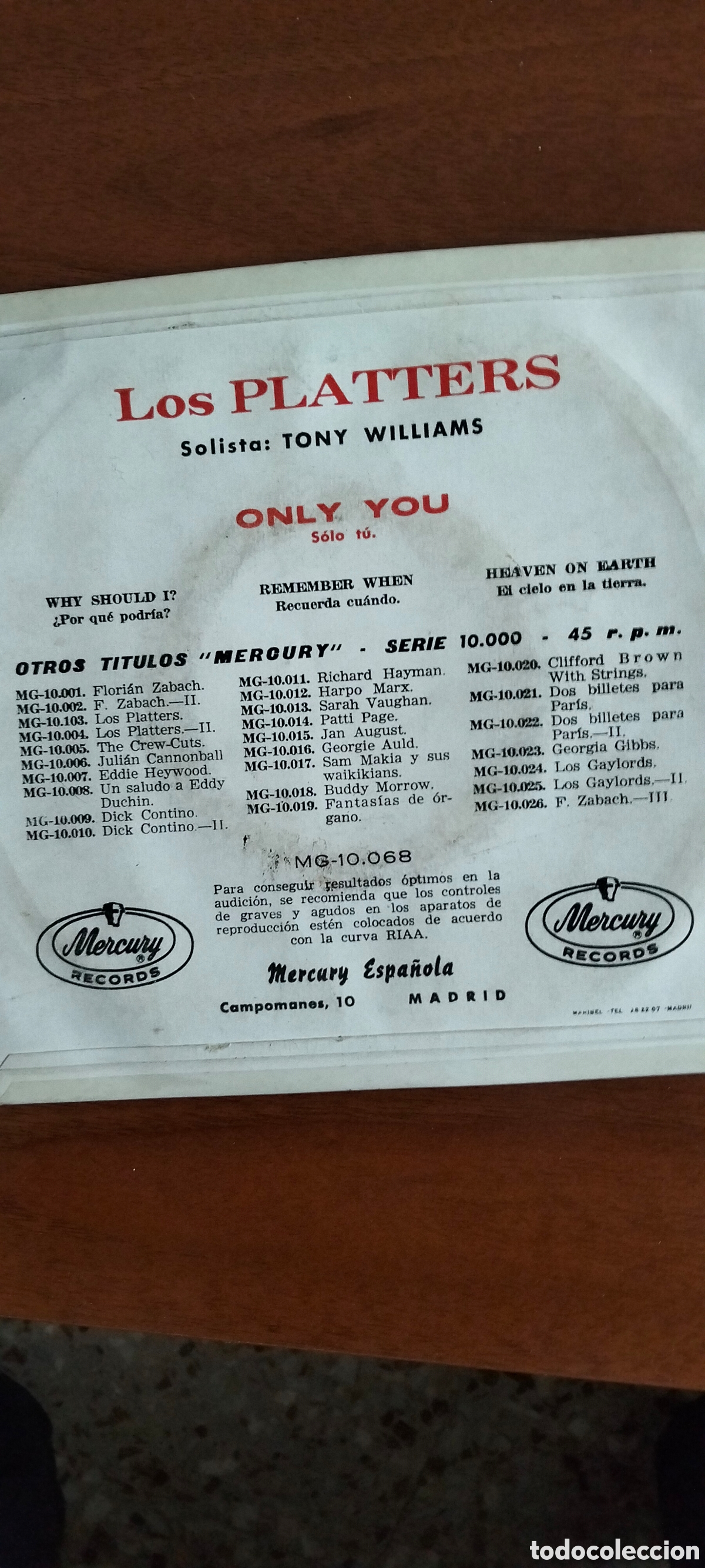 Discos de vinilo: DISCO DE LOS PLATTERS - Foto 2