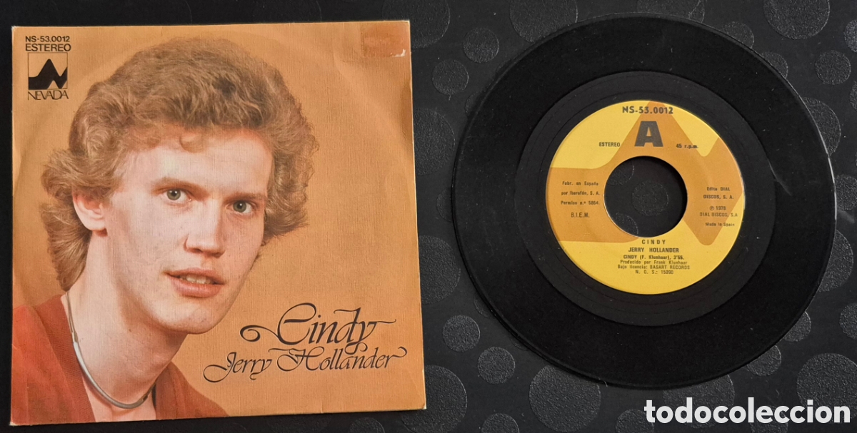 Discos de vinilo: SINGLE - JERRY HOLLANDER - CINDY - 1978 ESPA&Ntilde;A - Foto 3