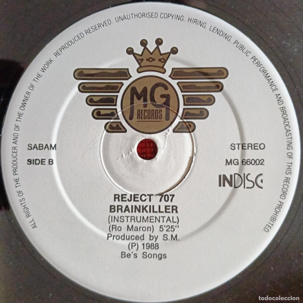 Discos de vinilo: REJECT 707 ** Brainkiller ** MAXI SINGLE VINILO 1988 - Foto 3
