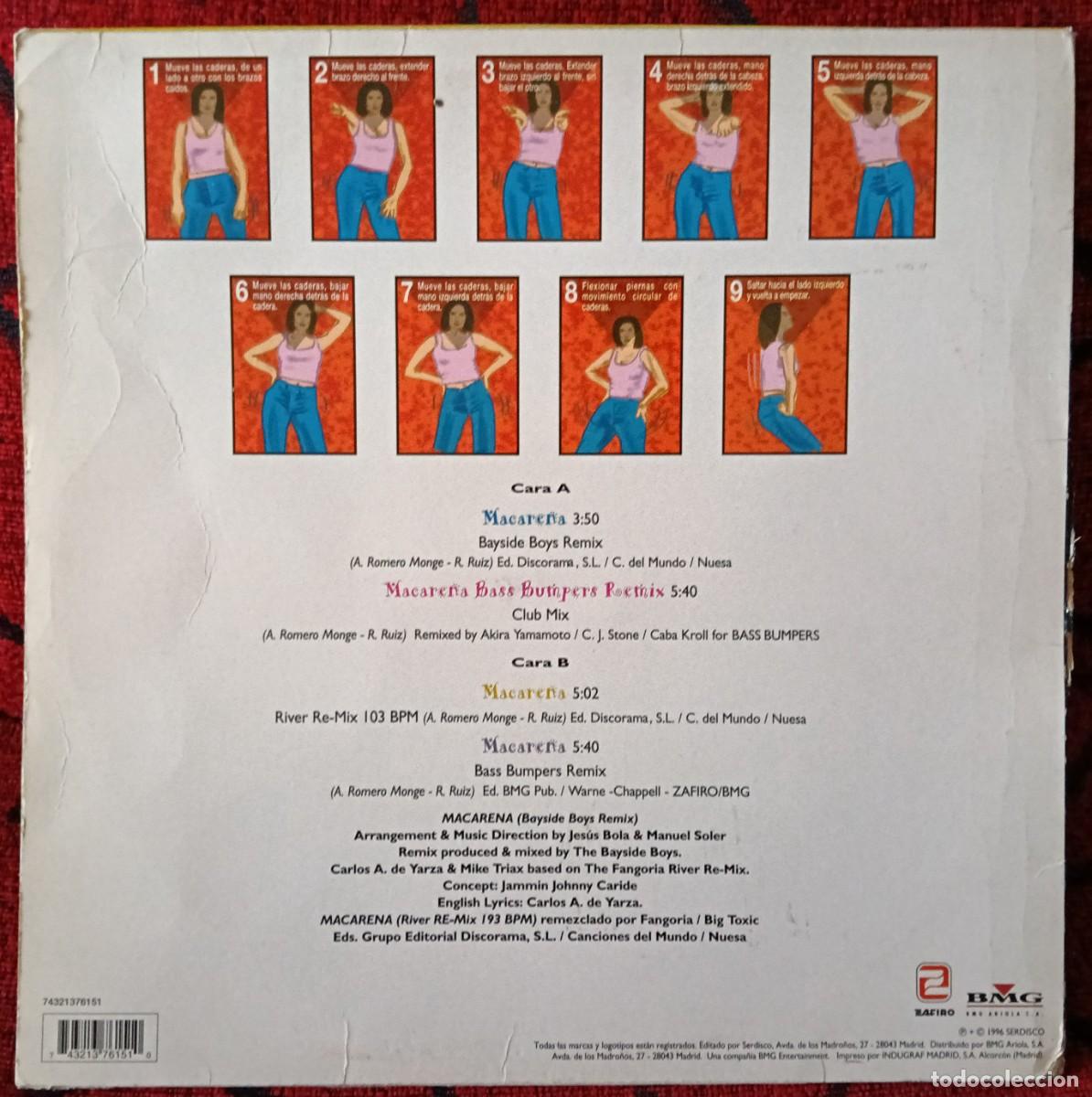 Discos de vinilo: LOS DEL RIO ** Macarena ** MAXI SINGLE VINILO 1996 - Foto 3