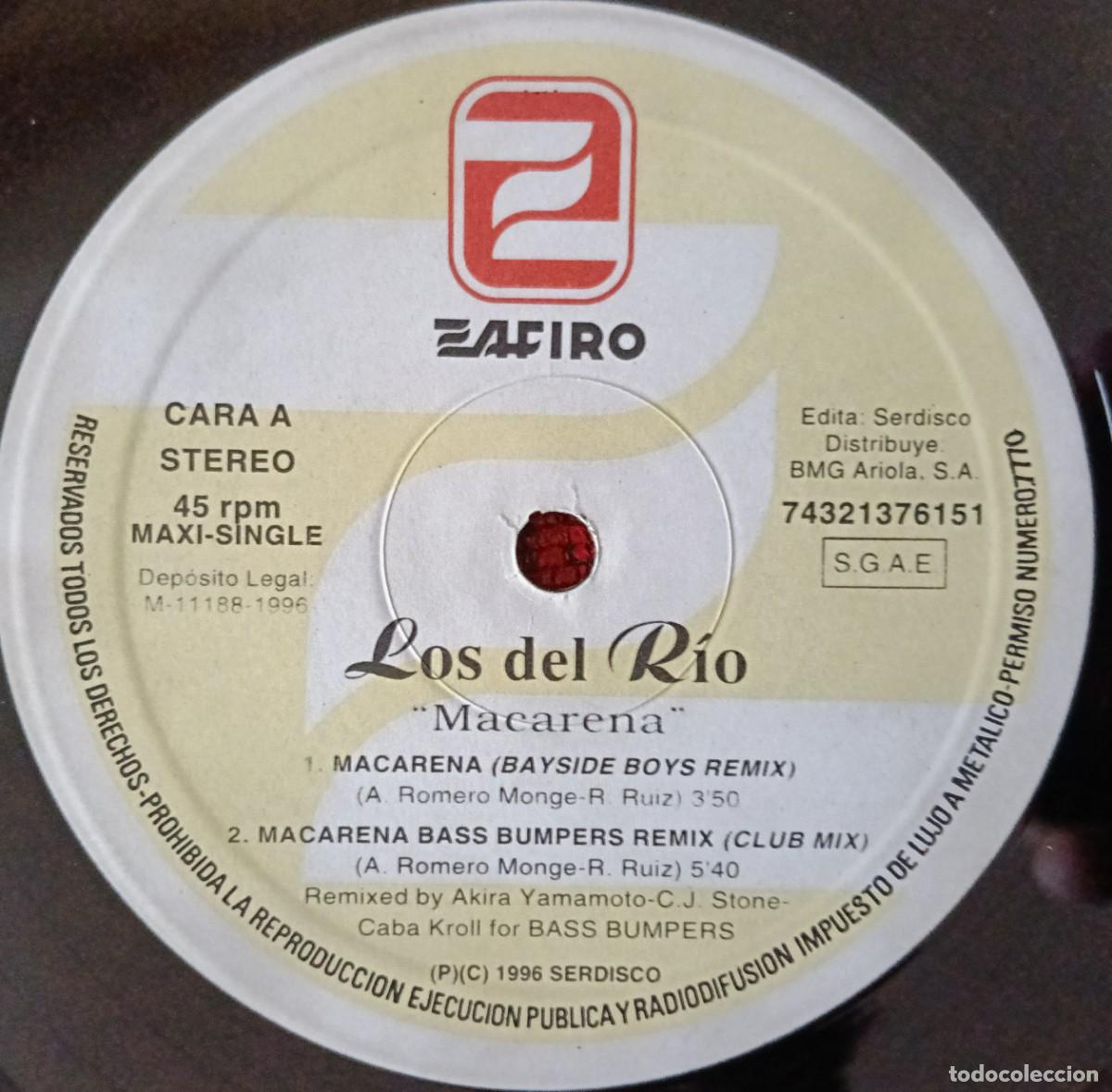 Discos de vinilo: LOS DEL RIO ** Macarena ** MAXI SINGLE VINILO 1996 - Foto 4