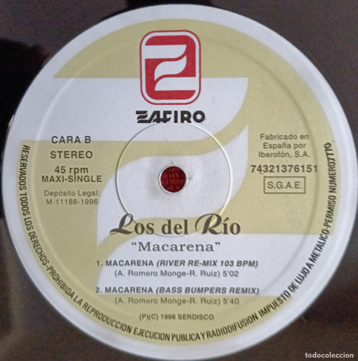 Discos de vinilo: LOS DEL RIO ** Macarena ** MAXI SINGLE VINILO 1996 - Foto 5