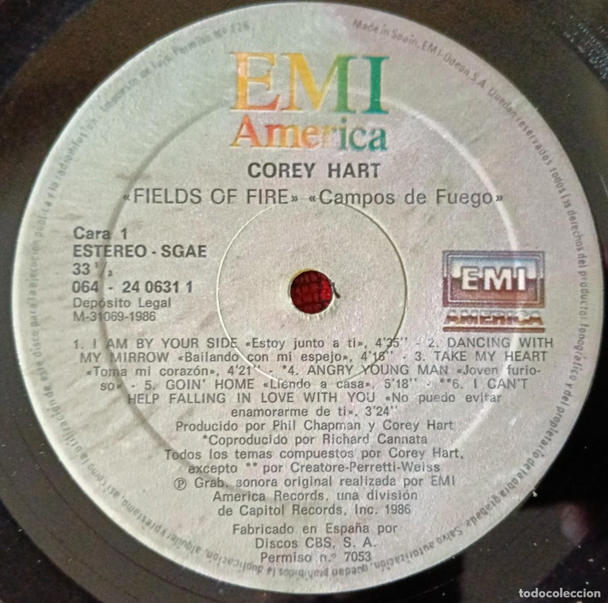 Discos de vinilo: COREY HART ** Fields Of Fire ** VINILO LP 1986 - Foto 3