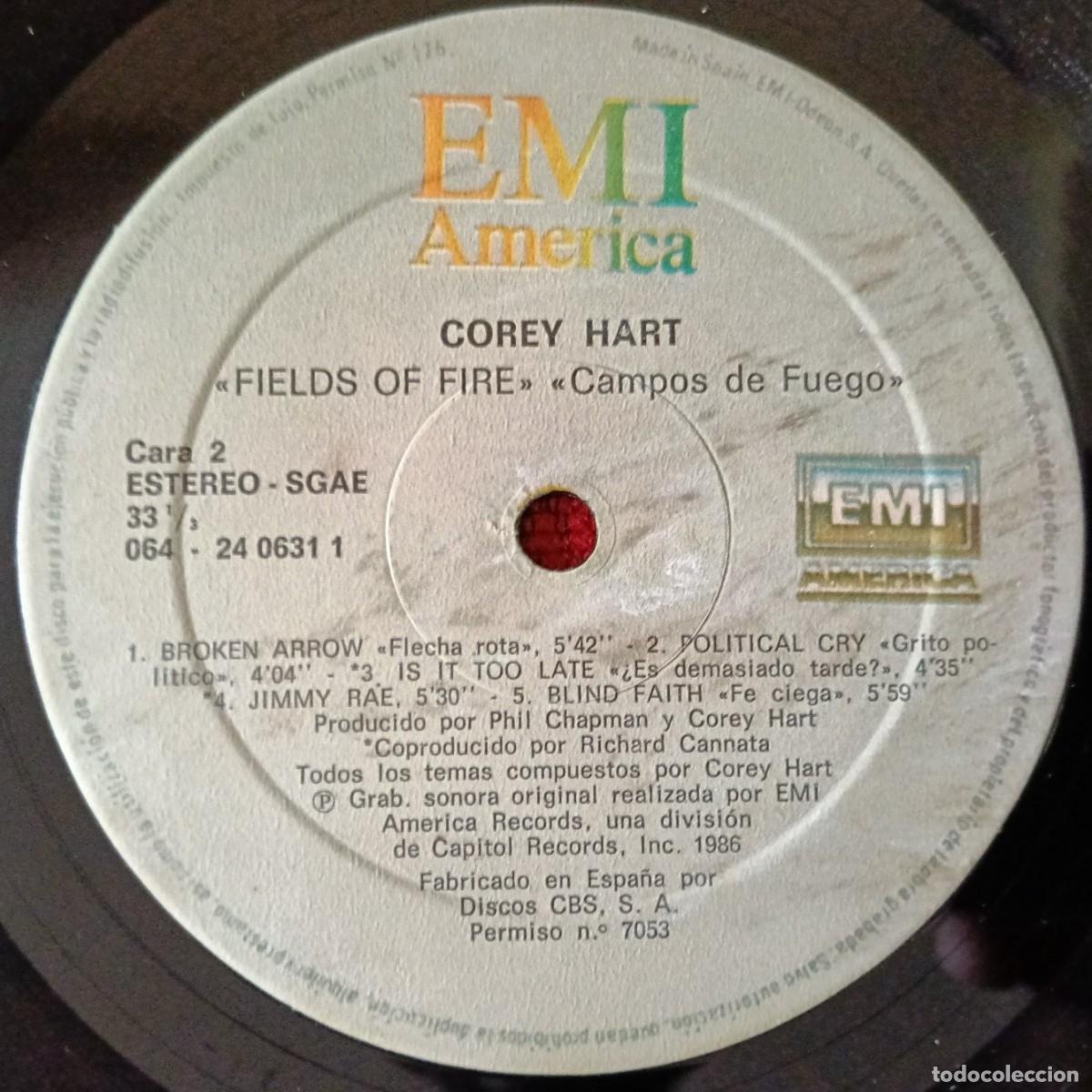 Discos de vinilo: COREY HART ** Fields Of Fire ** VINILO LP 1986 - Foto 4