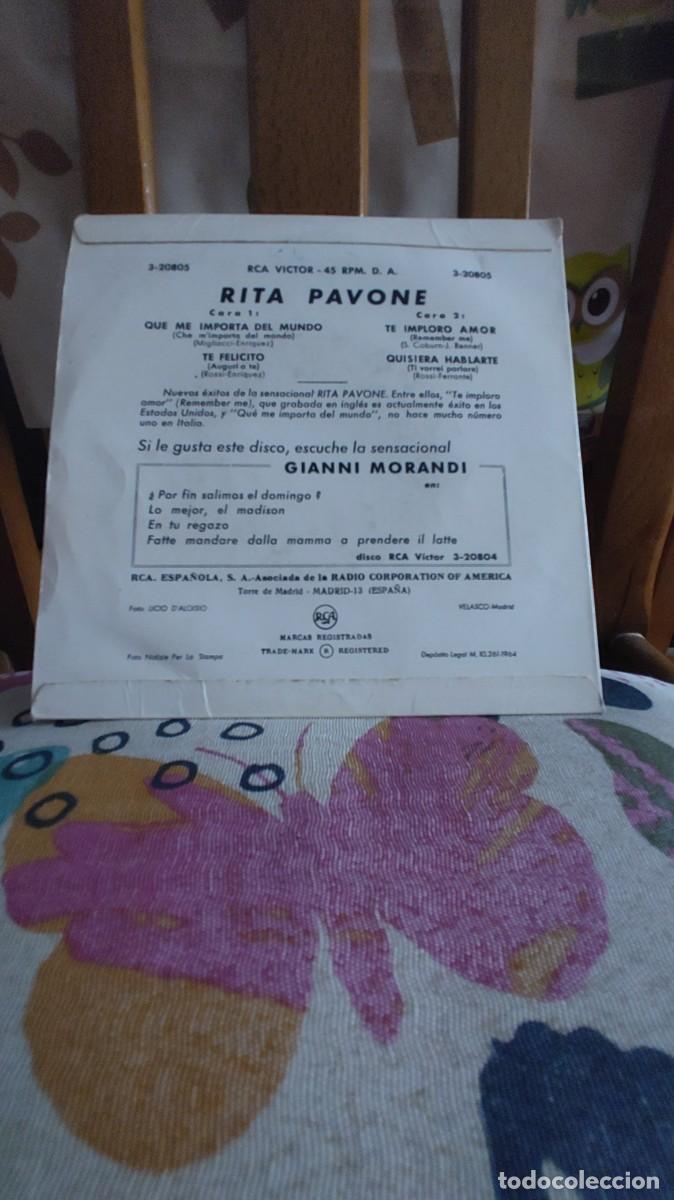 Discos de vinilo: RITA PAVONE-EP QUE ME IMPORTA DEL MUNDO +3 - Foto 2