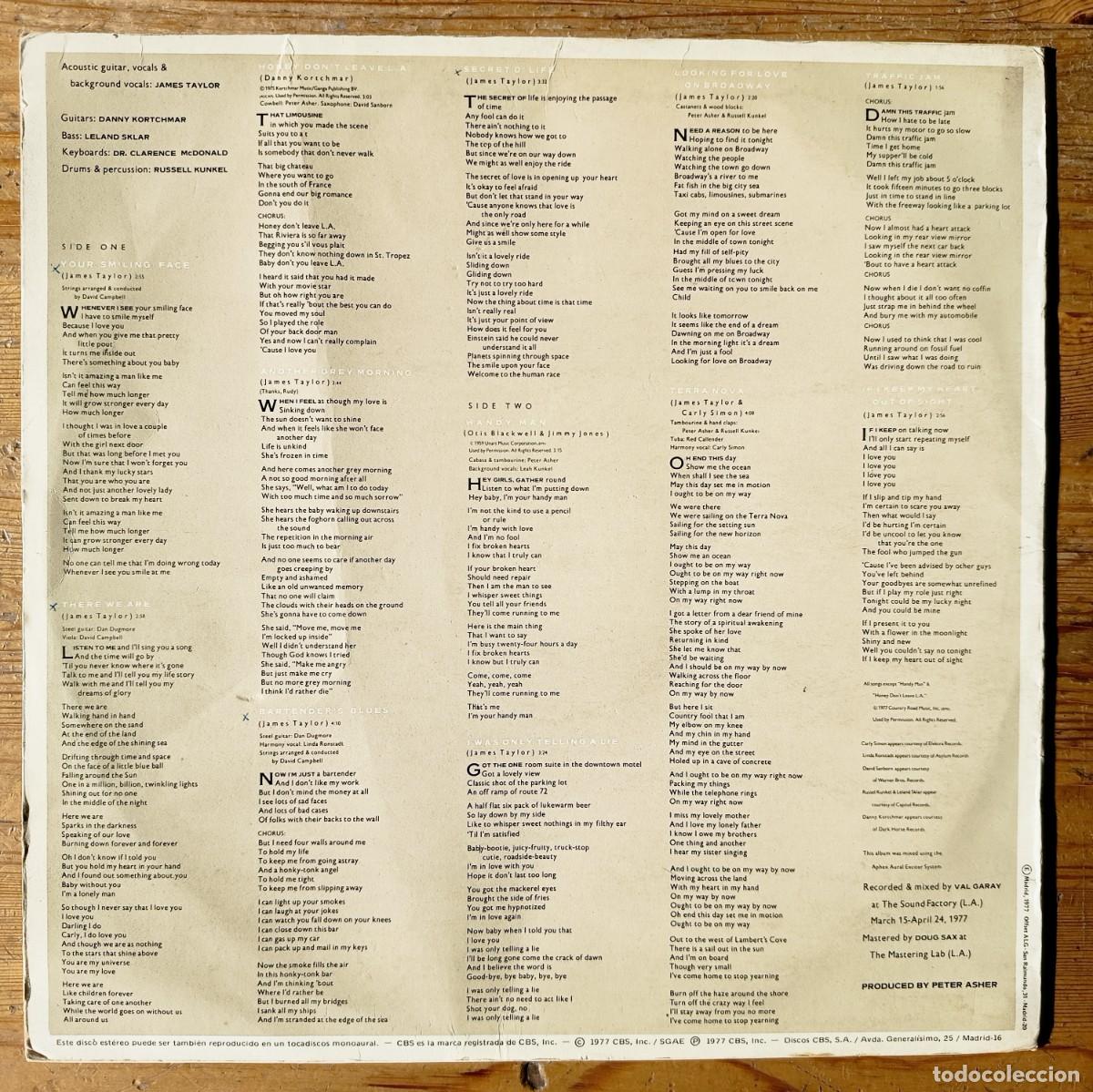 Discos de vinilo: JAMES TAYLOR : J.T. [CBS - ESP 1977] LP - Foto 2
