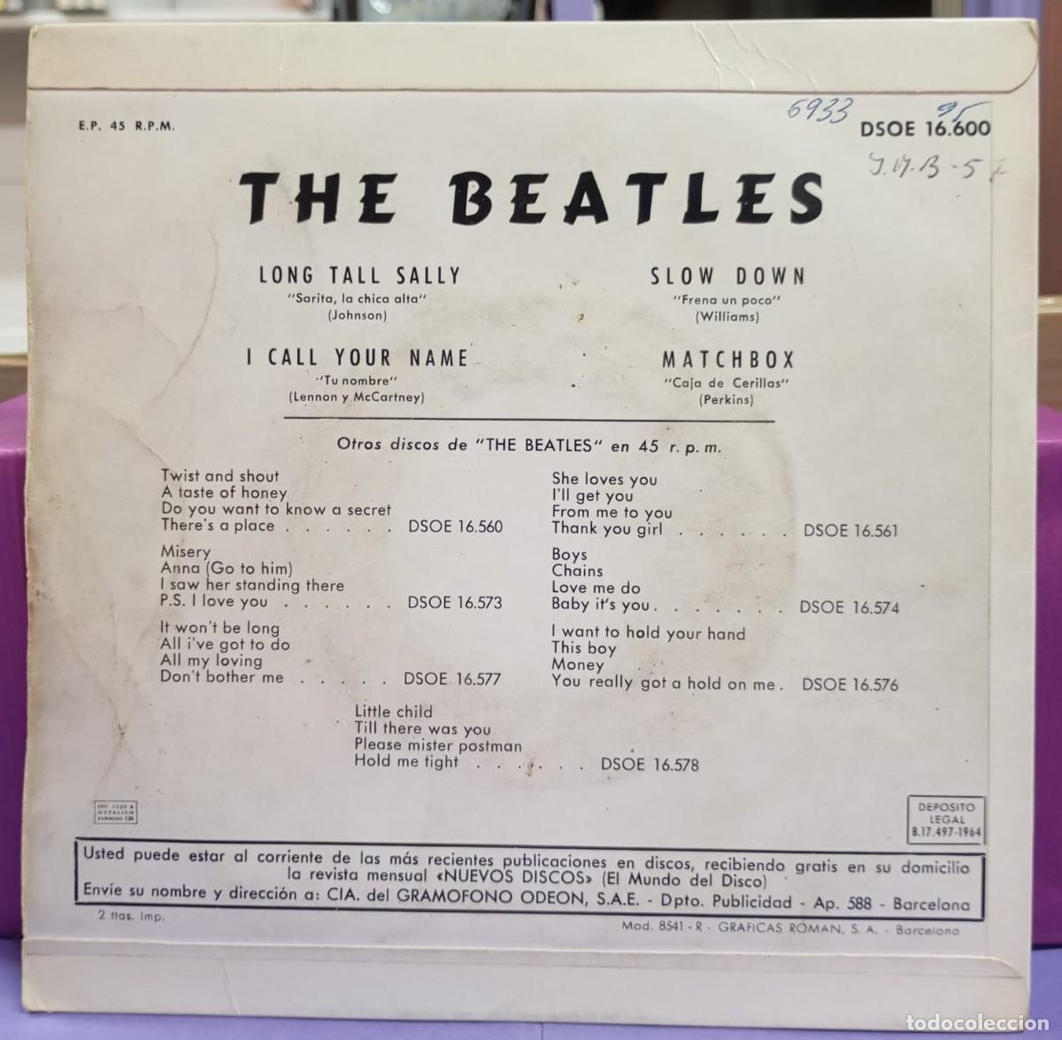 Discos de vinilo: THE BEATLES. LONG TALL SALLY . EP ODEON 1964. - Foto 2