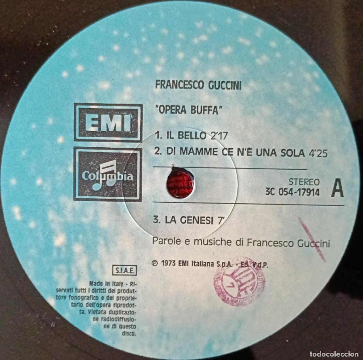 Discos de vinilo: FRANCESCO GUCCINI ** Opera Buffa ** VINILO LP ITALIA 1973 - Foto 3