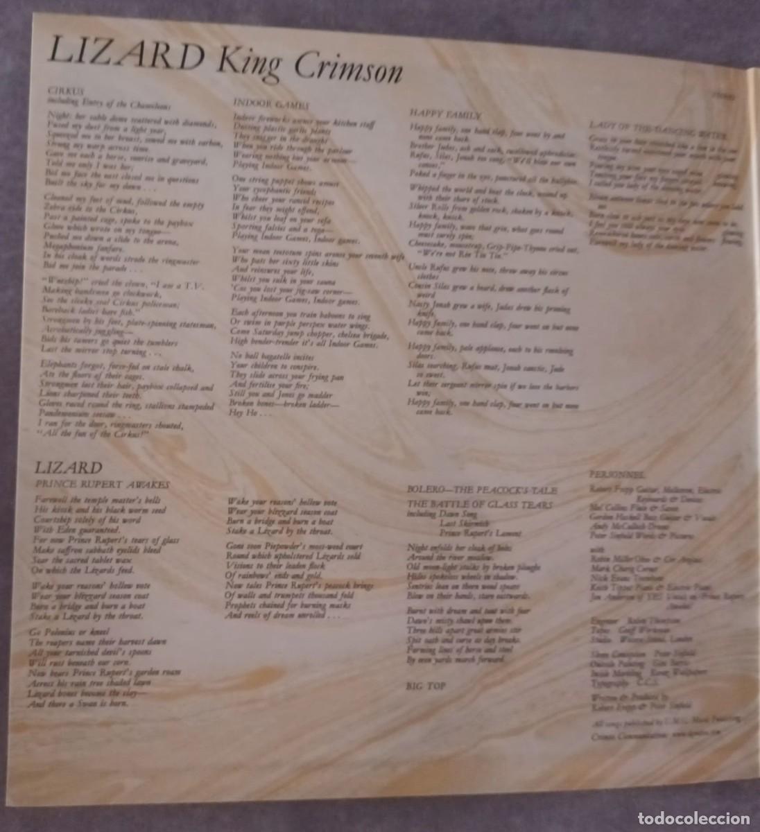 Discos de vinilo: KING CRIMSON - LIZARD - LP - Foto 4