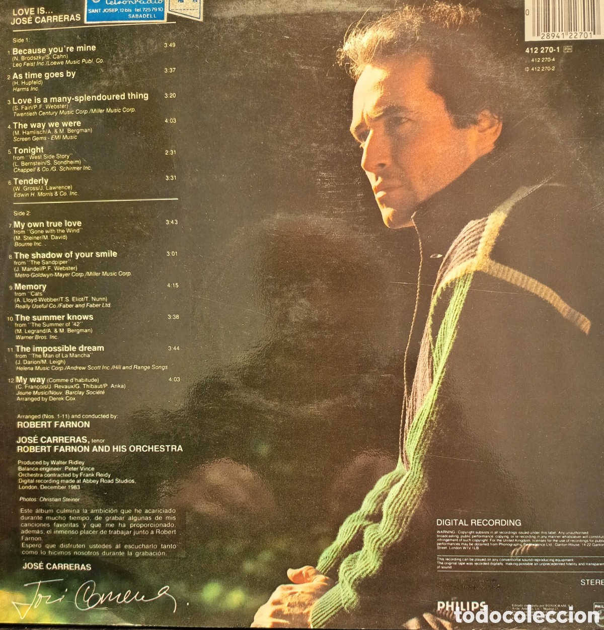 Discos de vinilo: Vinilo Jos&eacute; Carreras Love Is... - Foto 2