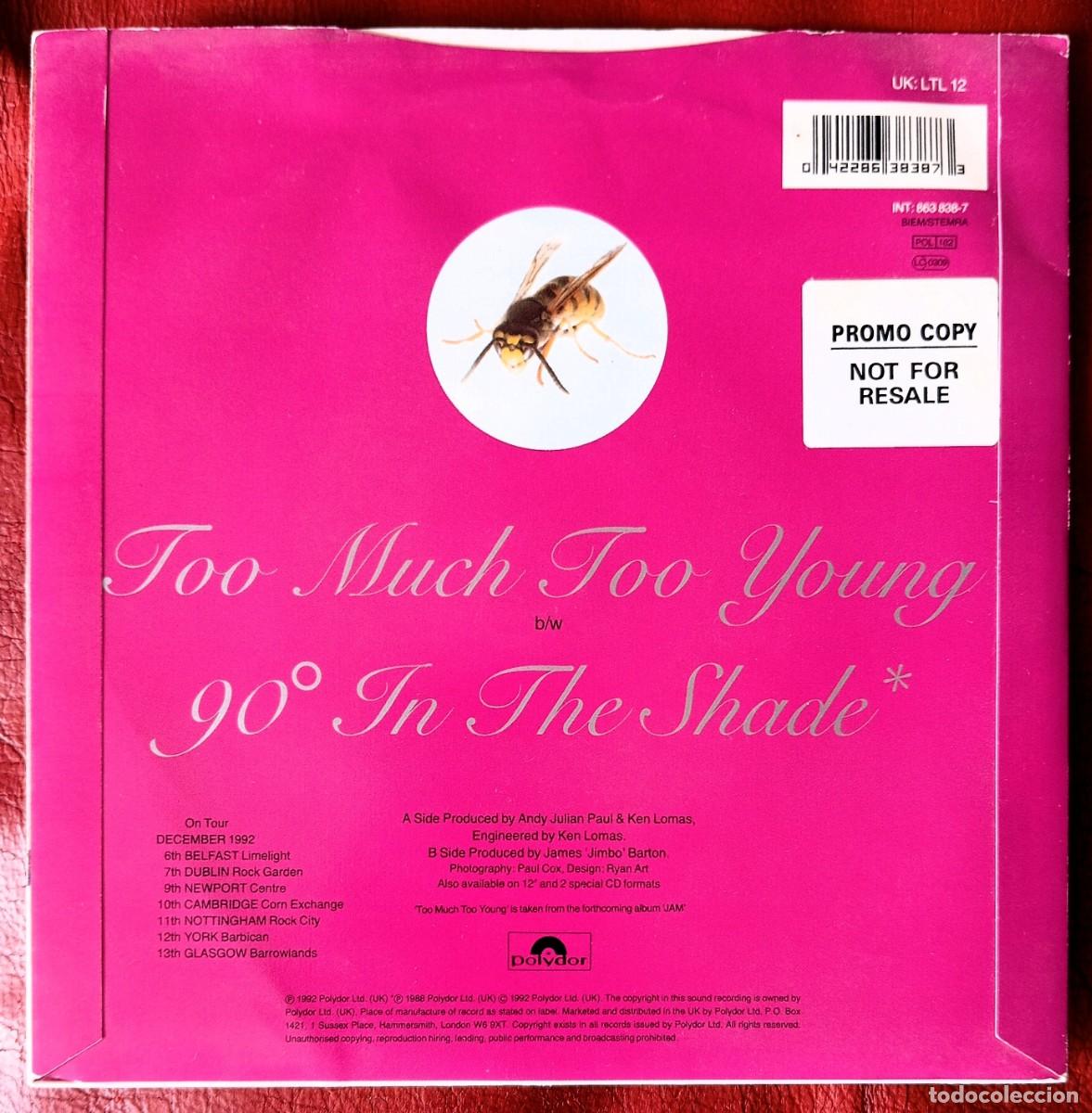 Discos de vinilo: LITTLE ANGELS - TOO MUCH TOO YOUNG 7&rdquo; - Foto 2