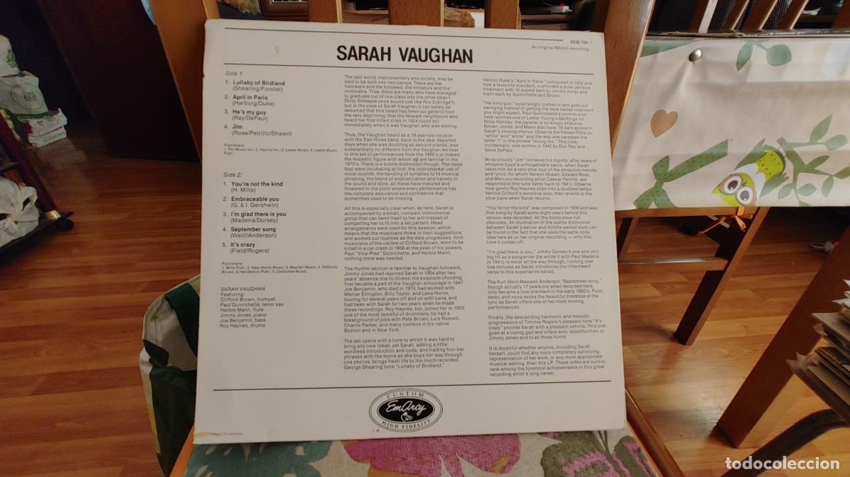 Discos de vinilo: SARAH VAUGHAN-LP SARAH VAUGHAN - Foto 2