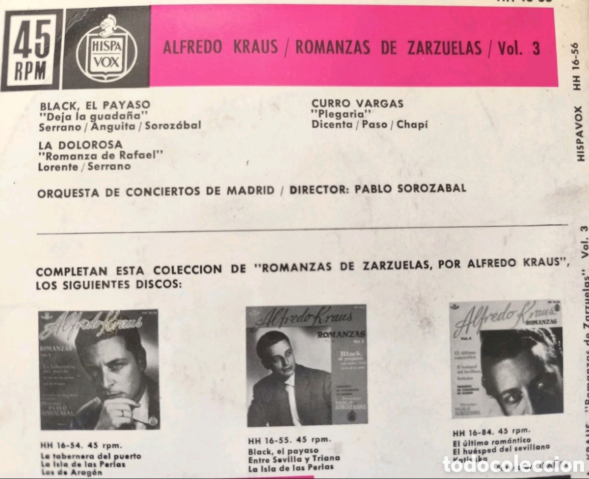 Discos de vinilo: Alfredo Kraus: Romanzas vol.3 - Foto 2