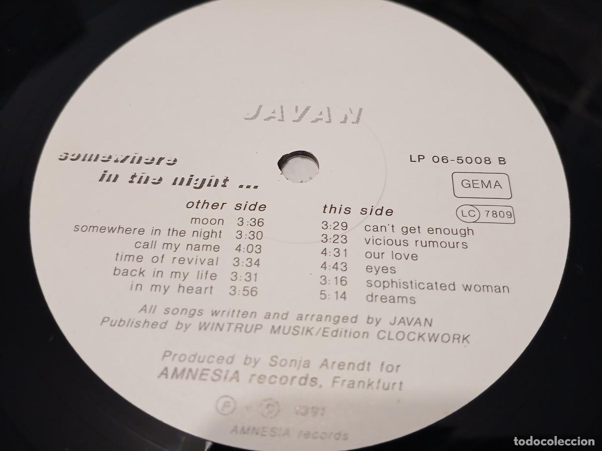 Discos de vinilo: Javan &lrm;&ndash; Somewhere In The Night- (1991) LP disco vinilo - Foto 3