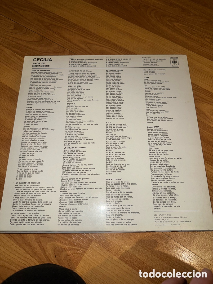 Discos de vinilo: Cecilia - Amor de media noche - Foto 2
