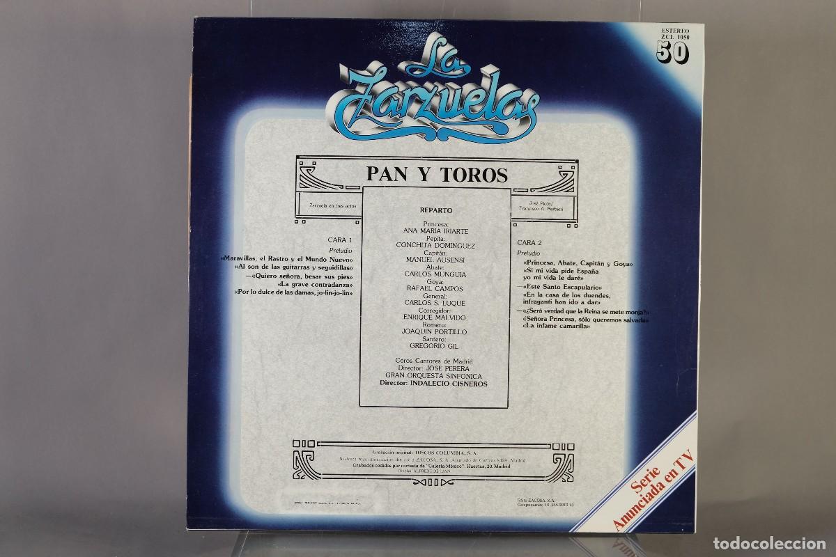 Discos de vinilo: DISCO DE VINILO LP - PAN Y TOROS, INDALECIO CISNEROS - LA ZARZUELA - Foto 2