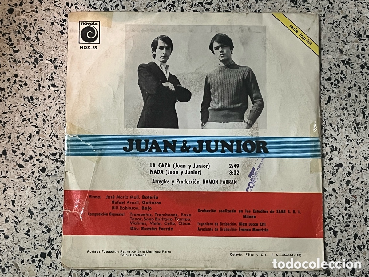 Discos de vinilo: Vinilo Single Juan & Junior - La Caza / Nada (1967) - Foto 2