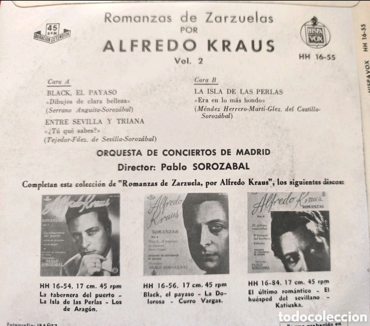 Discos de vinilo: Alfredo Kraus: Romanzas vol.2 - Foto 2