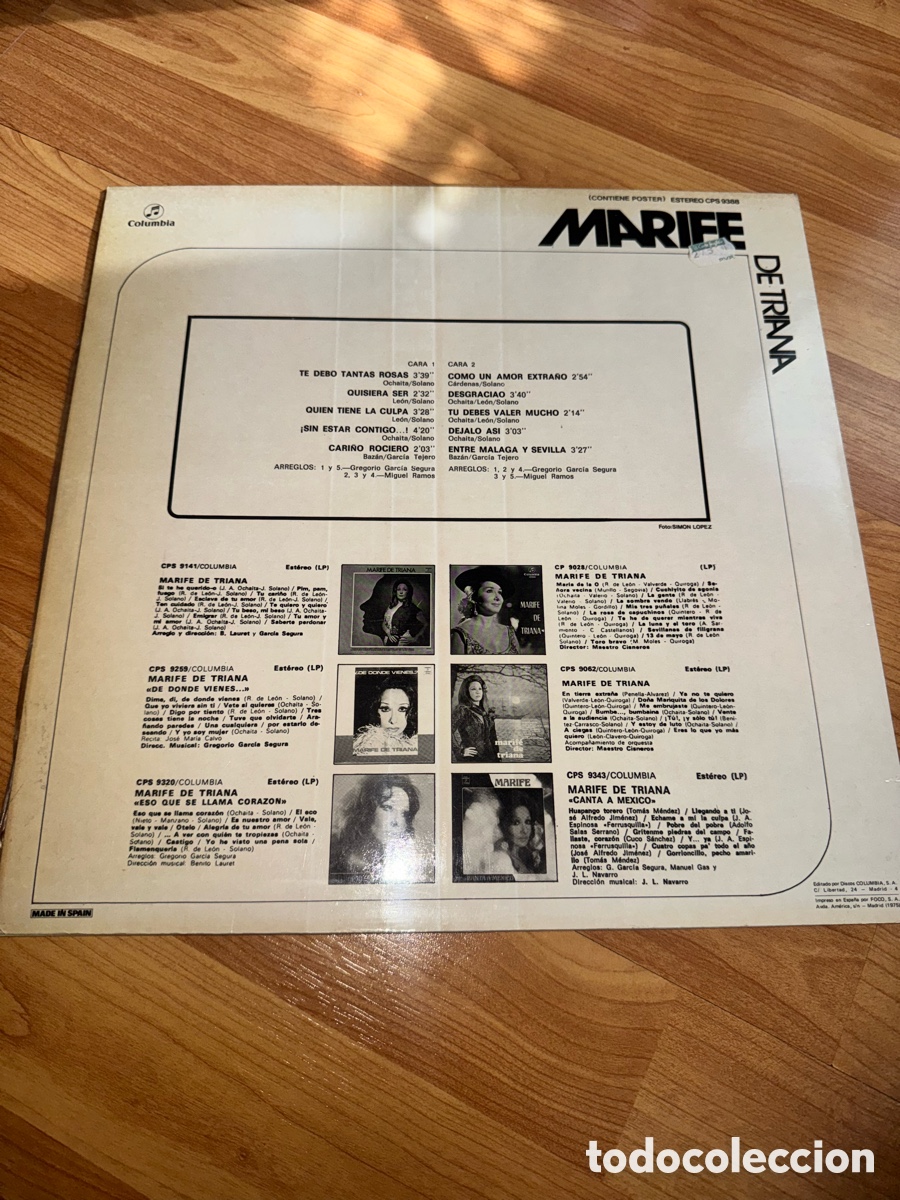 Discos de vinilo: Marife de Triana - Disco y p&oacute;ster - Foto 2