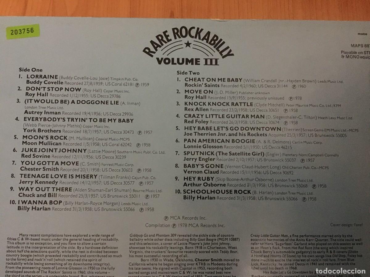 Discos de vinilo: RARE ROCKABILLY VOLUME III. - Foto 2