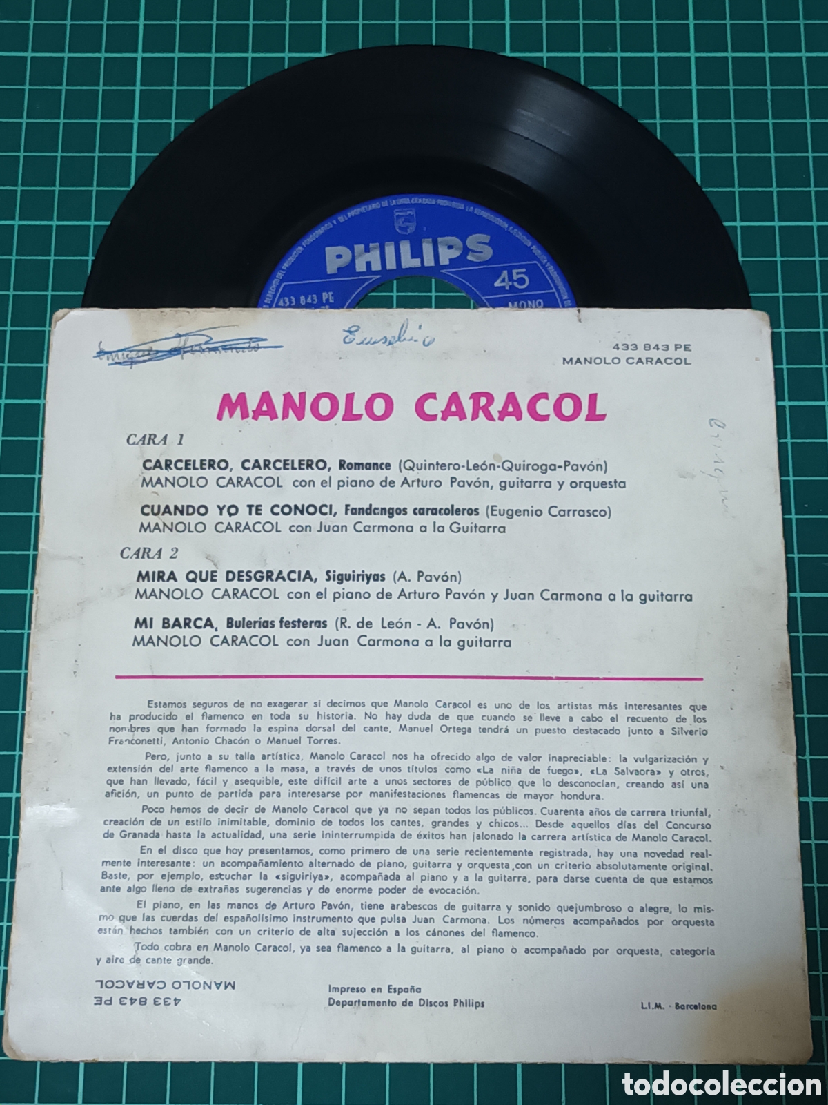 Discos de vinilo: Manolo caracol carcelero EP - Foto 2