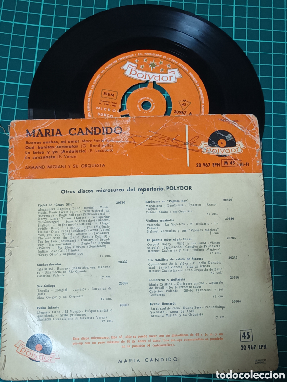 Discos de vinilo: Maria C&aacute;ndido E.P a&ntilde;os 50 - Foto 3