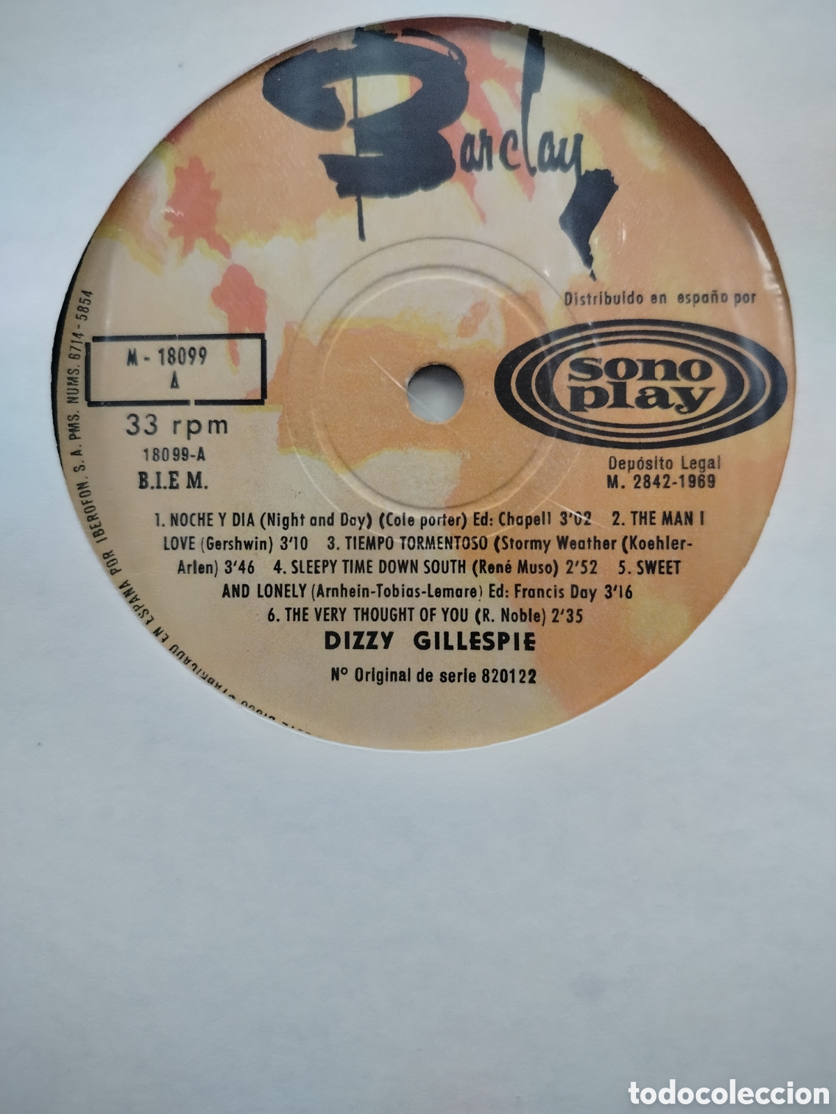 Discos de vinilo: Dizzy Gillespie LP Sin Car&aacute;tula - Foto 1