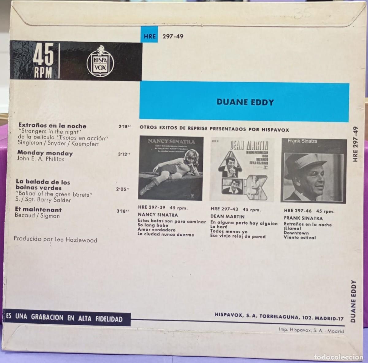 Discos de vinilo: DUANE EDDY - EXTRA&Ntilde;OS EN LA NOCHE + 3 - EP. 1966 - Foto 2