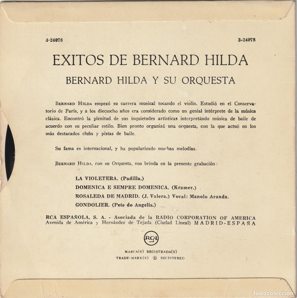 Discos de vinilo: EXITOS DE BERNARD HILDA (EP RCA) MUY BUEN ESTADO - Foto 2