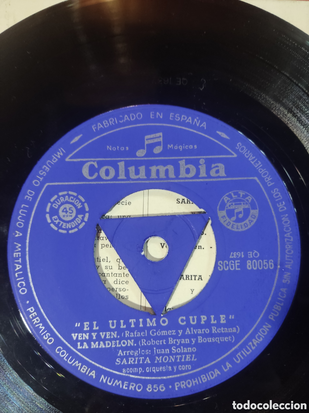 Discos de vinilo: Sarita Montiel ( El &uacute;ltimo cupl&eacute;) - Foto 3