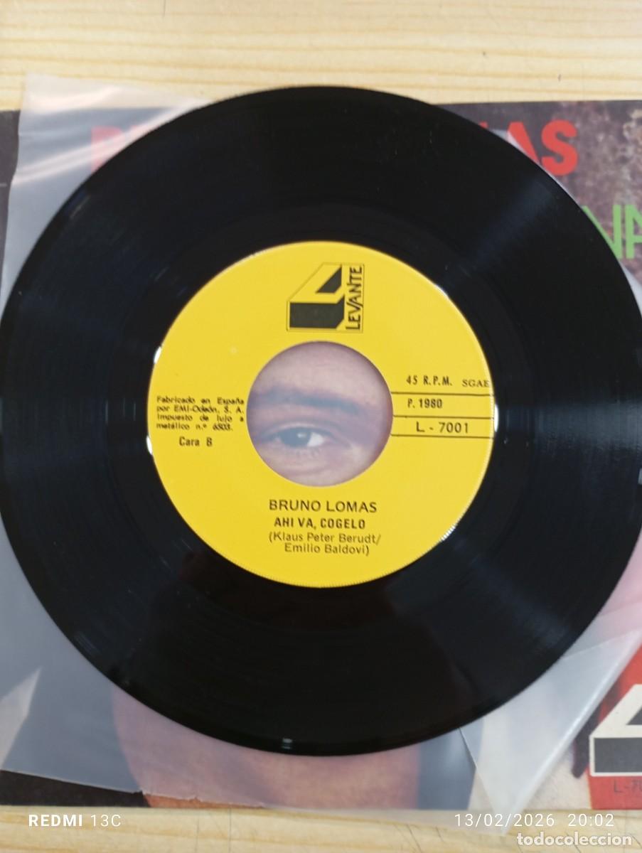 Discos de vinilo: SINGLE BRUNO LOMAS - ELENA / AHI VA COGELO - Foto 4