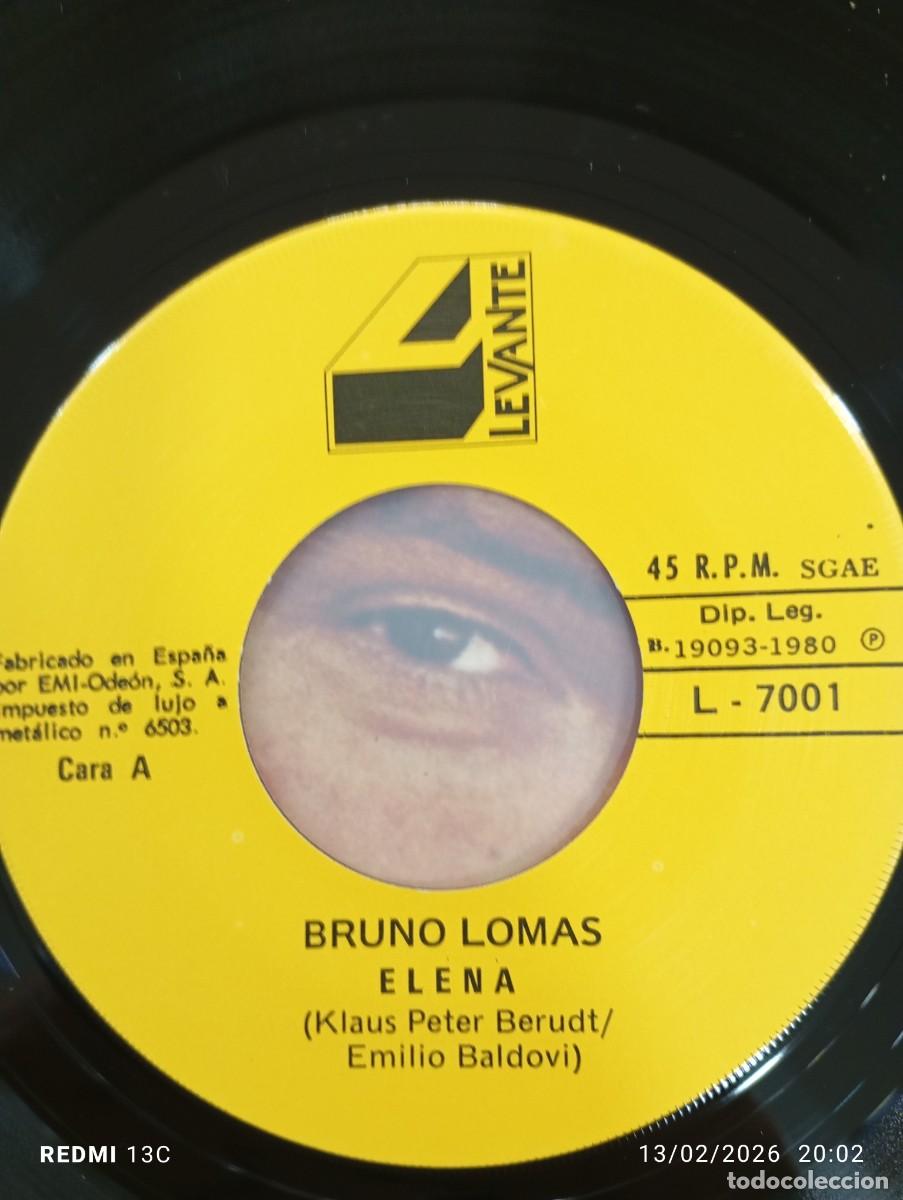 Discos de vinilo: SINGLE BRUNO LOMAS - ELENA / AHI VA COGELO - Foto 5