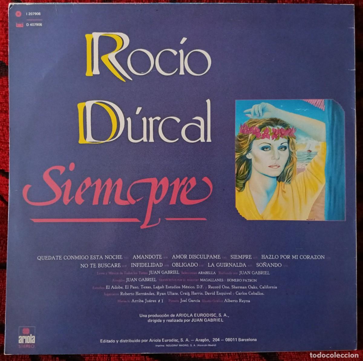 Discos de vinilo: ROCIO DURCAL ** Siempre ** VINILO LP 1986 - Foto 2