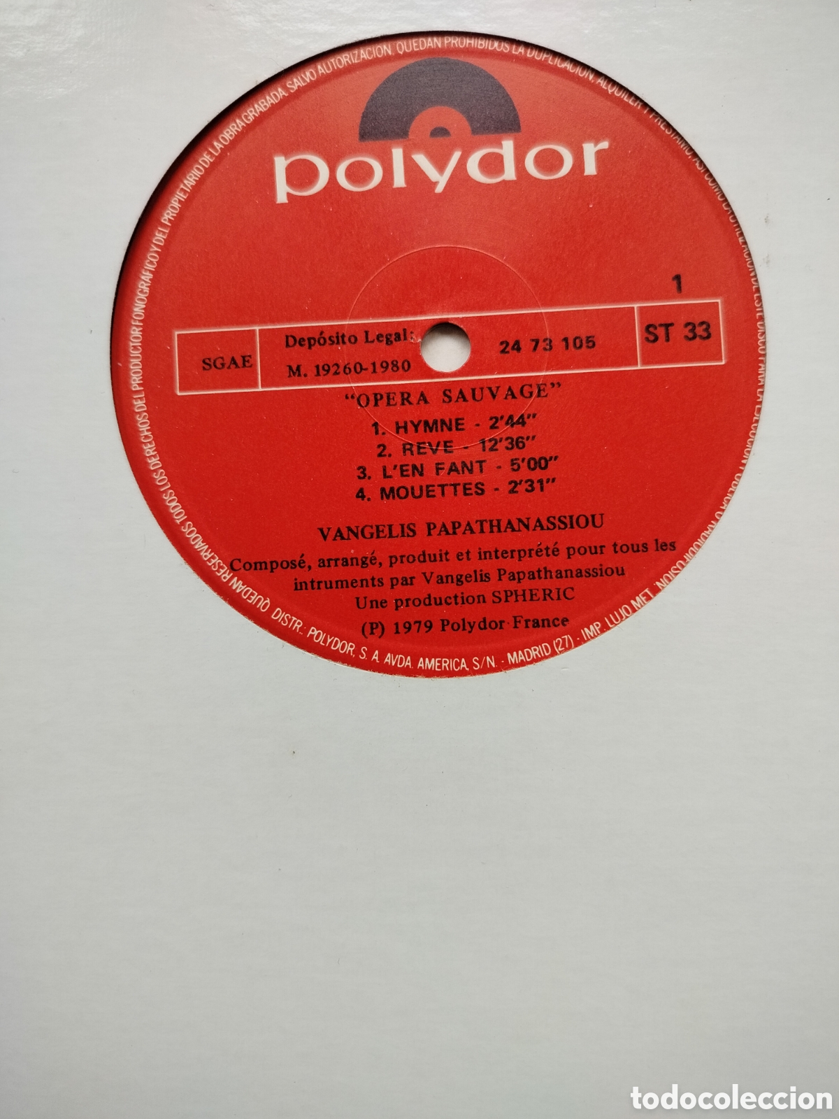 Discos de vinilo: Vangelis LP SIN Car&aacute;tula - Foto 1
