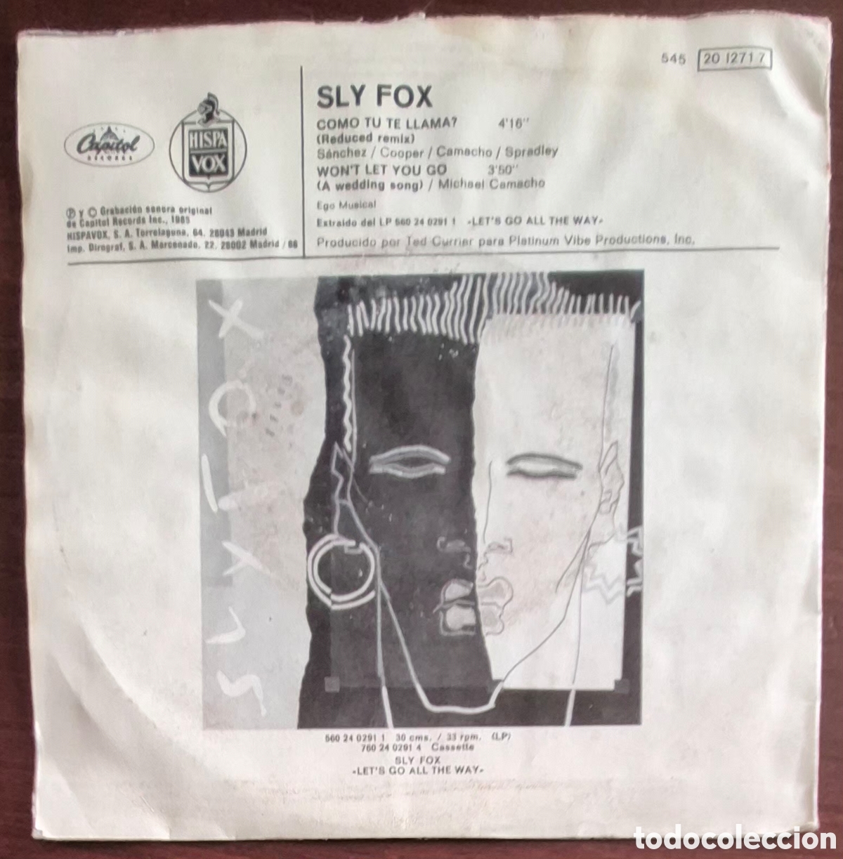 Discos de vinilo: SINGLE - SLY FOX - COMO TU TE LLAMA? - 1985 ESPA&Ntilde;A - Foto 2