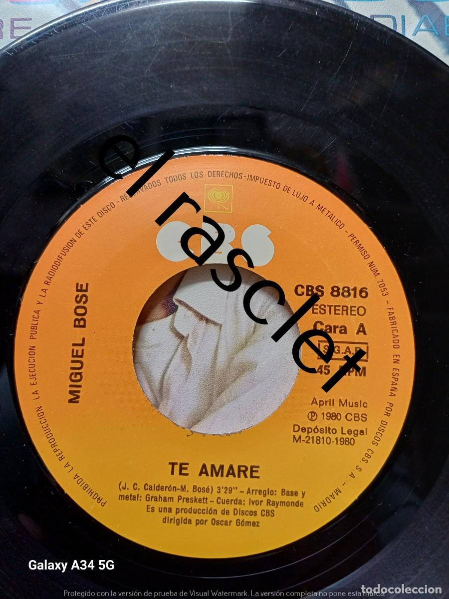 Discos de vinilo: SINGLE DE -MIGUEL BOS&Eacute; TE AMAR&Eacute; - Foto 3