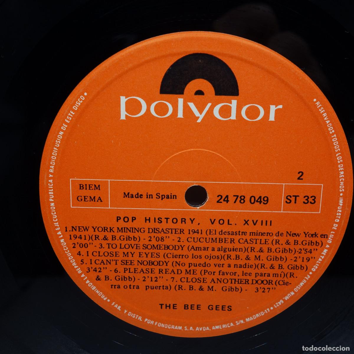 Discos de vinilo: BEE GEES - POP HISTORY VOL 18 - Foto 7
