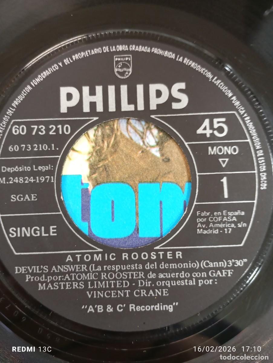 Discos de vinilo: SINGLE ATOMIC ROOSTER DEVILS ANSWER / THE ROCK EDICION ESPA&Ntilde;OLA MONO - Foto 4
