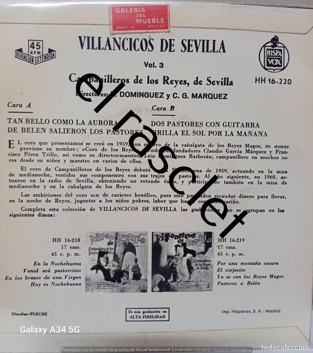 Discos de vinilo: SINGLE DE -VILLANCICOS DE SEVILLA - Foto 2