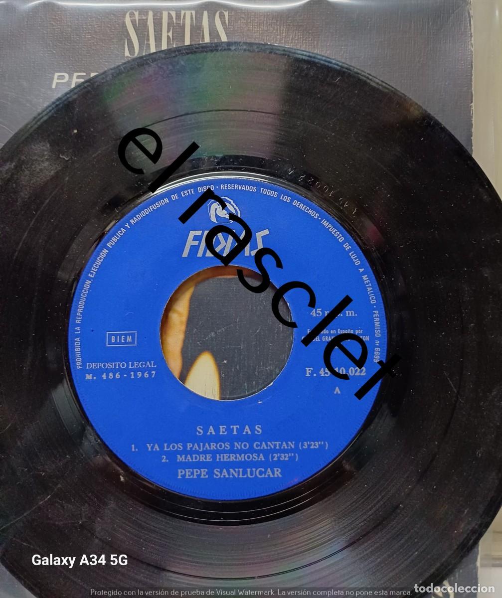 Discos de vinilo: SINGLE DE -PEPE SANLUCAR : SAETAS - Foto 3