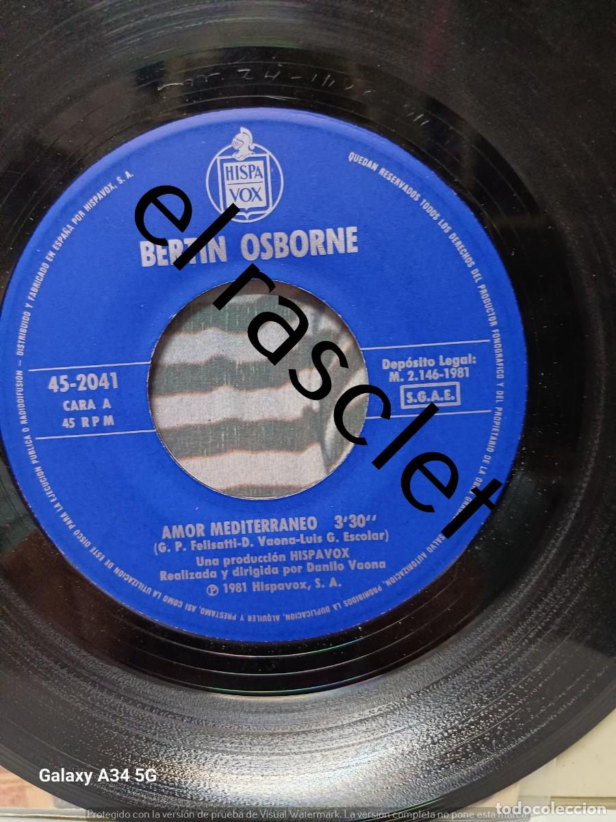 Discos de vinilo: SINGLE DE -BERTIN OSBORNE : AMOR MEDITERRANEO - Foto 3