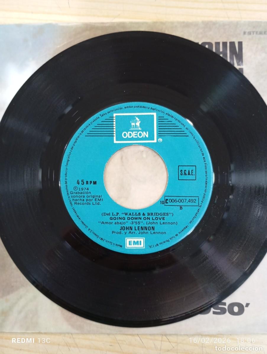 Discos de vinilo: SINGLE JOHN LENNON CHICO CELOSO - JEALOUS GUY / GOINGDOWN ON LOVE - Foto 5