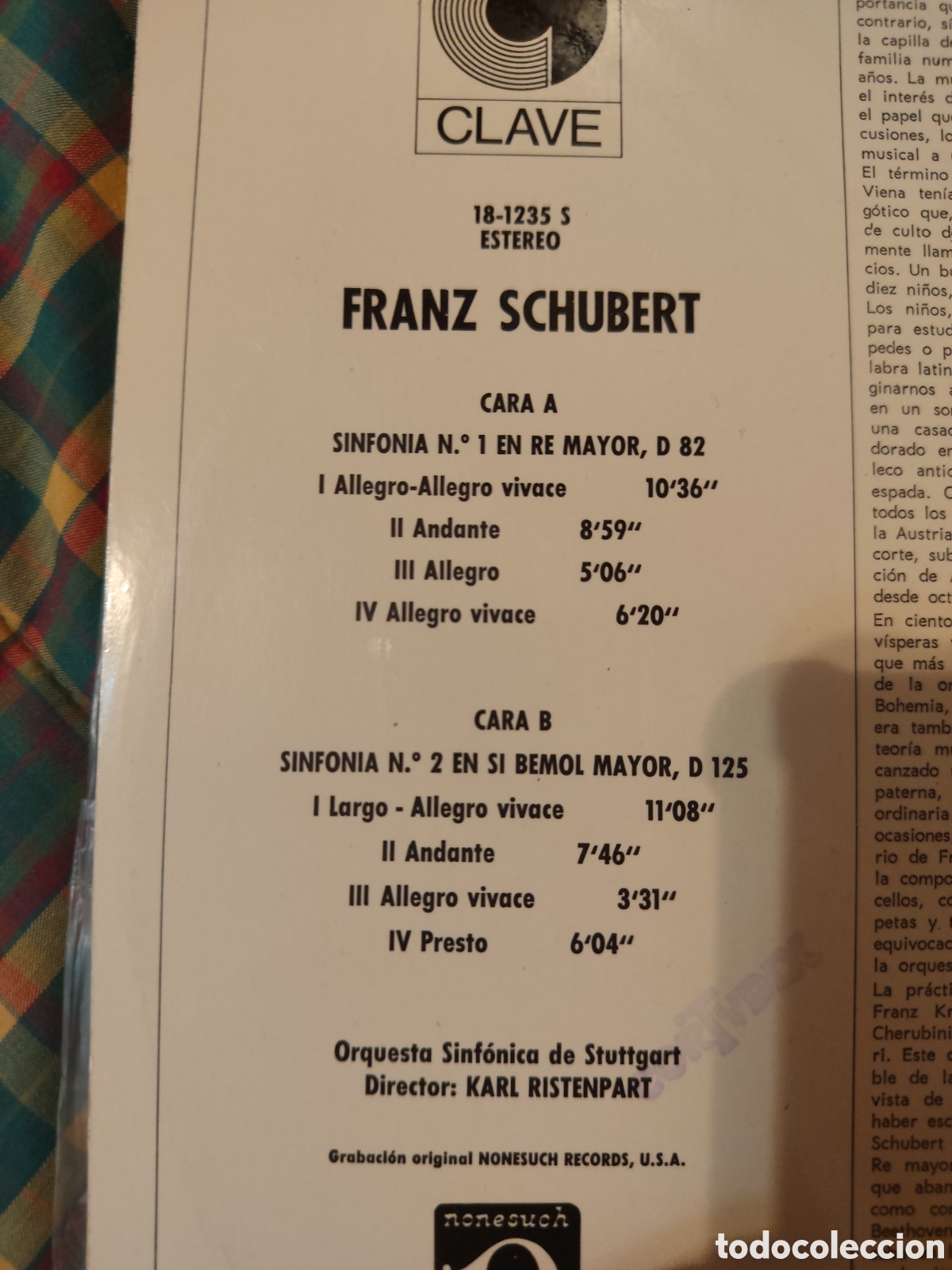 Discos de vinilo: Vinilo Schubert Sinfon&iacute;as 1 y 2 - Foto 3